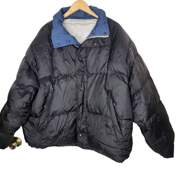 Andrew-Chris N.Y. reversible coat down feather puffer jacket blue tan black XXL - Picture 3 of 9